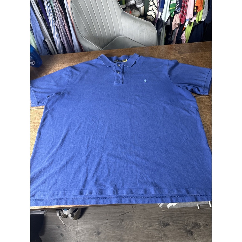 Polo Ralph Lauren Polo Shirt Mens 3XB Big & Tall Navy Blue Pony Cotton Preppy